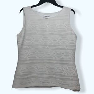 Calvin Klein White Textured Tank Top Sz Lg